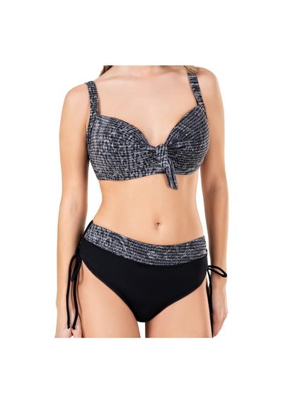 Endeep Kadın Büyük Beden Balenli Siyah Desenli Bikini Takımı Siyah