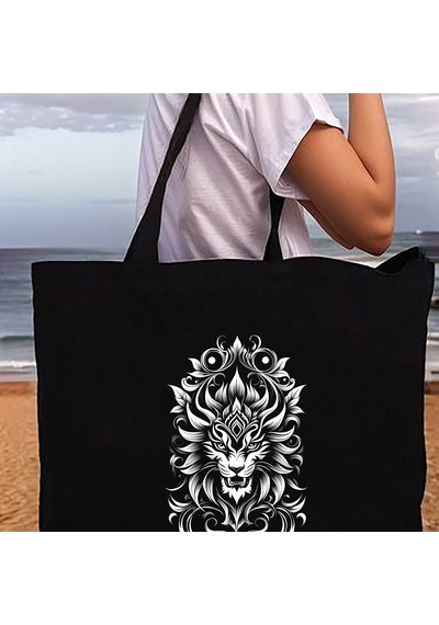 Tattoo Plaj Çantası Kanvas 48x41x10 Cm Siyah - No.01 Siyah