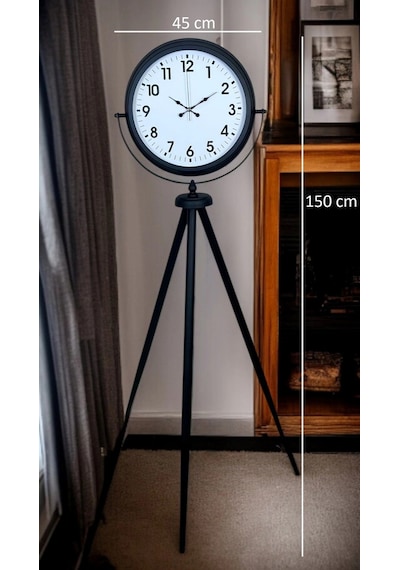 Siyah Tripod Ayaklı Dekoratif Saat Çok Renkli