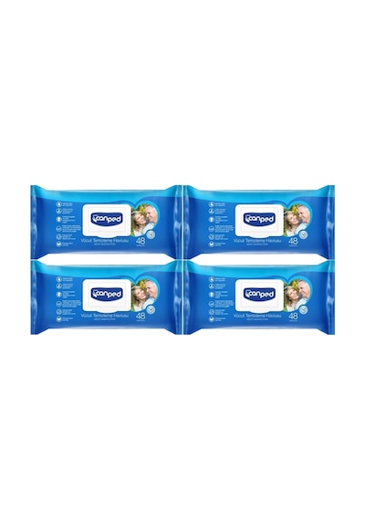 Hasta Vücut Perine Temizleme Islak Mendil Havlu 48 Yaprak Xl 4 Lü Set Plastik Kapaklı XL