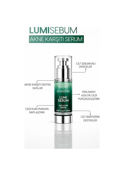 SAINT DE LUMIERE LUMISEBUM Akne,Siyah Nokta ve Leke Karşıtı,Sebum Dengeleyici Serum 30 ml