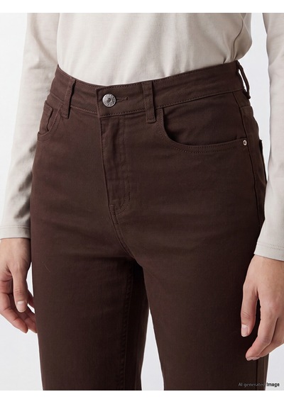 Lcwaıkıkı Classic Kahverengi Flare Kadın Jean Pantolon
