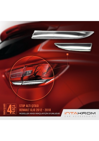 intakrom Renault Clio 4 Krom Stop Alt Çıtası 4 Parça 2012 -2018 N11.3545 intakrom Renault Clio 4 Krom Stop Alt Çıtası 4 Parça 2012 -2018 N11.3545