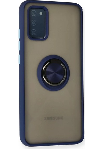 Newface Samsung Galaxy A02s Kılıf Montreal Yüzüklü Silikon Kapak - Lacivert