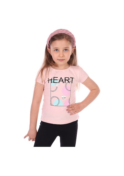 Toontoy Kids Toontoy Kız Bebek Heart Baskılı Tişört Pudra