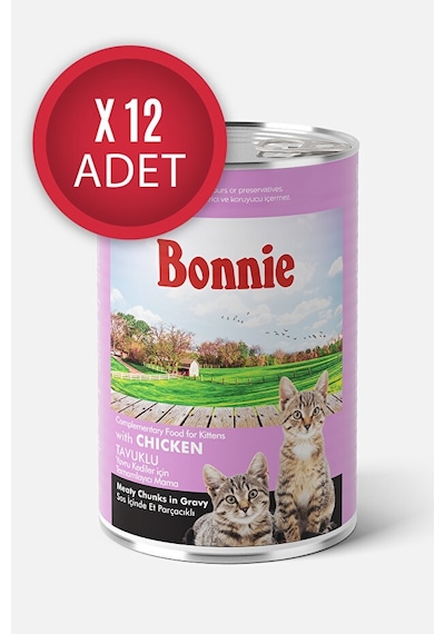 Bonnie Tavuklu Sos İçinde Et Parçacıklı Yavru Kedi Konservesi 12 x 400 G