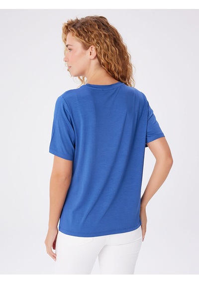 Faik Sönmez Yuvarlak Yaka Kısa Kol T-shirt W27tsh002 Bw27tsh00227 İndigo
