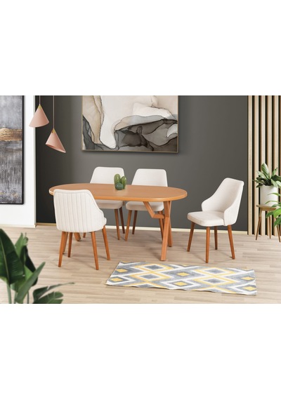 Uyar 4 Adet Verona Sandalye 90 160 Sahra Sabit Masa Takımı
