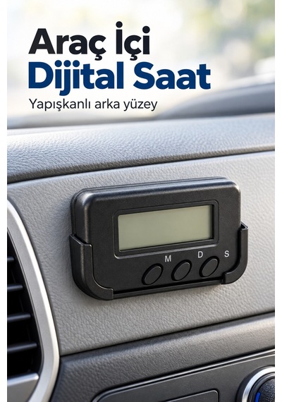 Alarm Ve Kronometre Özellikli Araç İçi Dijital Saat Çok Renkli