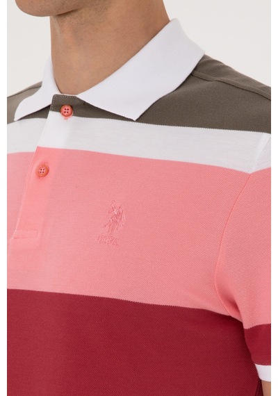 U.S. Polo Assn. Erkek Regular Fit Polo Yaka Pembe Tişört 50300046-VR041