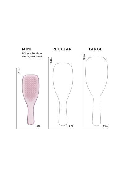 Mini Ultimate Detangler Chrome Saç Açıcı Fırça Islak Ve Kuru Saçlar İçin Satin Pink Patentli Çift Katmanlı Diş Teknolojisi Seyahat Boyu