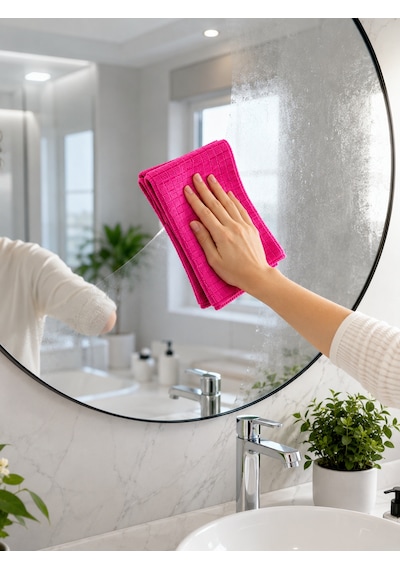 Çok Amaçlı Pembe Mikrofiber Bez Çizmeden Etkili Yüzey Temizliği - Lisinya