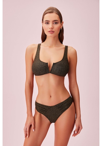 Suwen Gold Pileli Dokulu Bikini Alt Sb253951314d1314 Gold