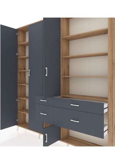 Arges Dolap 14 Raflı 4 Çekmeceli 4 Kapaklı 220x30x243 Çam-antrasit/antrasit Antrasıt/antrasıt Arges Dolap 14 Raflı 4 Çekmeceli 4 Kapaklı 220x30x243 Çam-antrasit/antrasit Antrasıt/antrasıt