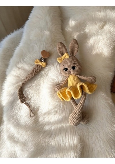 Amigurumi Oyuncak Tavşan Lena Sarı 2li Set