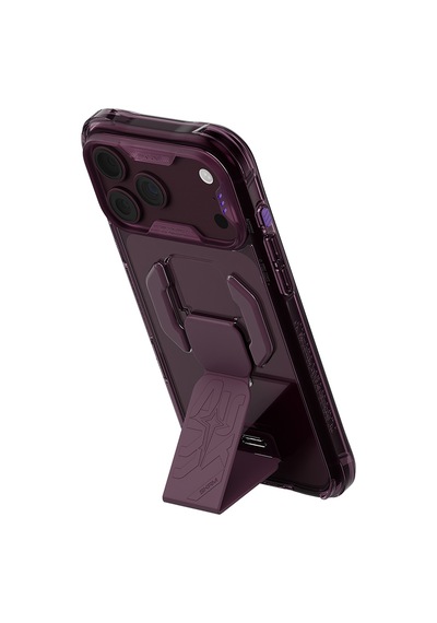 Apple Uyumlu iPhone 18 Pro Max Kılıf M-safeli Teknoloji Desenli Skinarma Helio Ce Mag Charge Standlı Kapak Bordo