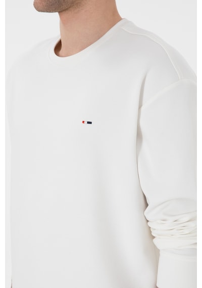 U.S. Polo Assn. Erkek Comfort Fit Bisiklet Yaka Ekru İnce Sweatshirt 50309858-VR019