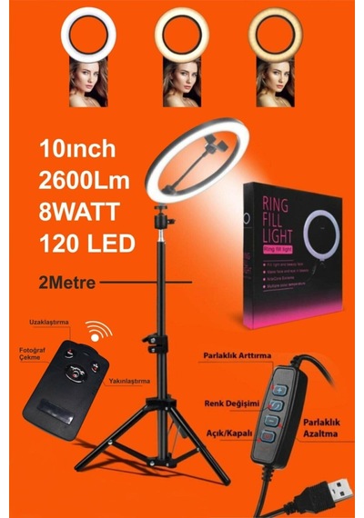 Rıng Fıll Lıght Led Işık Tripod Ile Bluethoot Kumanda -TİKTOKER