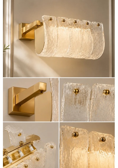 Premıum Eskitme Gold Cam Taşlı Led Aplik 3 Renk Dekoratif Duvar Aydınlatması 8w