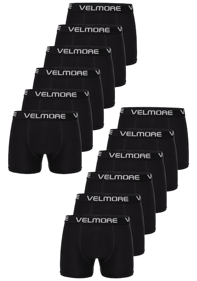 Velmore Erkek Boxer 12 Li Premium Kutu Pamuklu Likralı Beden S - 5xl Siyah