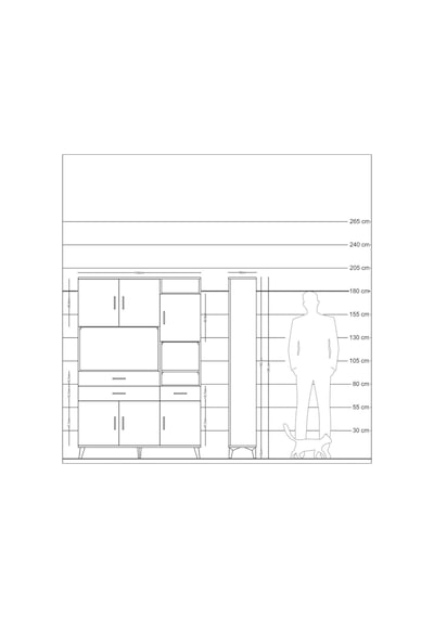 Arges Dolap 10 Raflı 3 Çekmeceli 6 Kapaklı 132x30x195 Çam-çam... Çam