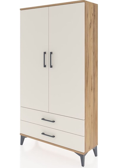 Arges Dolap 2 Raflı 2 Çekmeceli Tek Askılı 88x30x163 Çam-aytaşı Çam