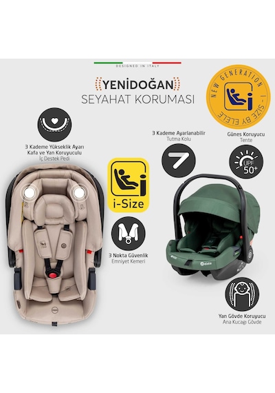 Elele Cabina Kabin Tipi Travel Sistem Bebek Arabası Yeşil
