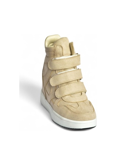 Fox Shoes V367856002 Bej Süet Gizli Topuklu Cırtlı Spor Bot Bej
