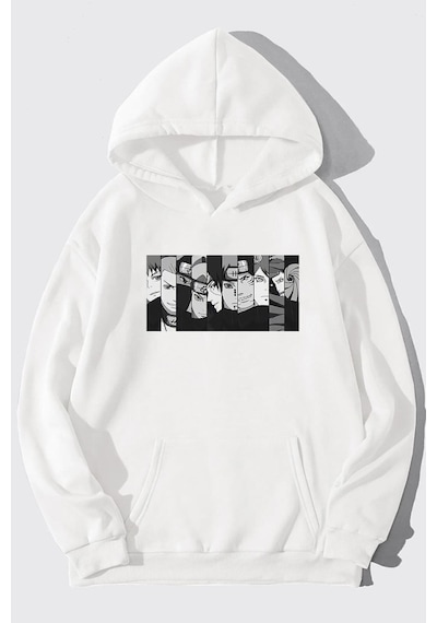 Uyguntarz Unisex Naruto Baskılı Sweatshirt beyaz