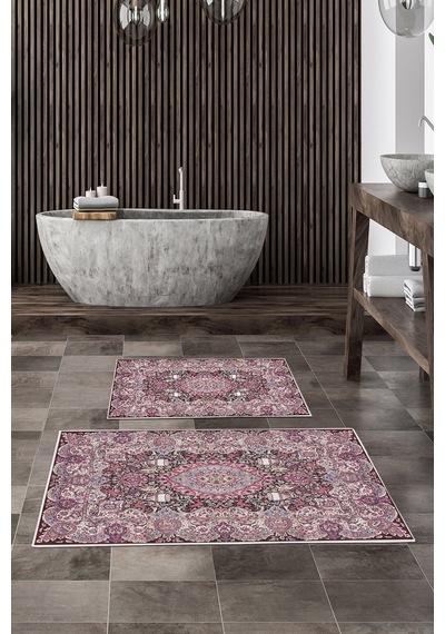 Alanur Trend Kaymaz Taban Dijital Banyo Takımı Kt436 Mor