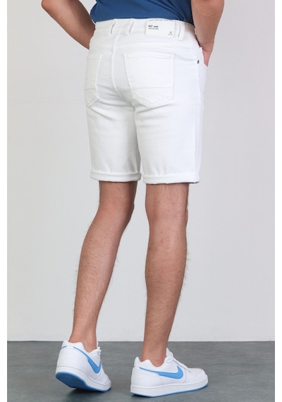 HLT Jeans Erkek Beyaz Slim Kesim Comfort Likralı Esnek Jeans Şort Thomas-Beyaz 001