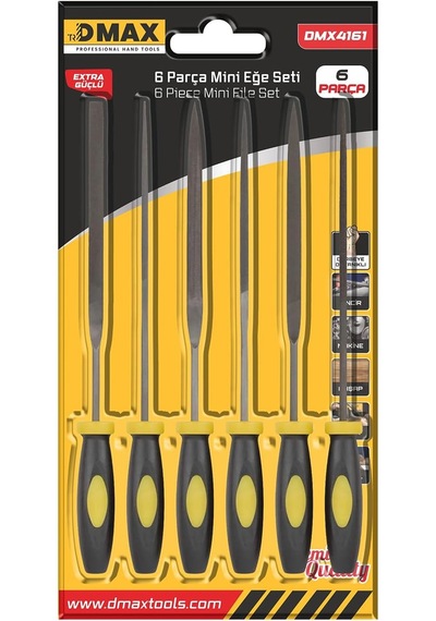 Tr 6'li Hassas Mini Eğe Seti 150 Mm Ergonomik Saplı El Eğesi Takımı Metal Ahşap Plastik Modelcilik Hobi Takı Ve