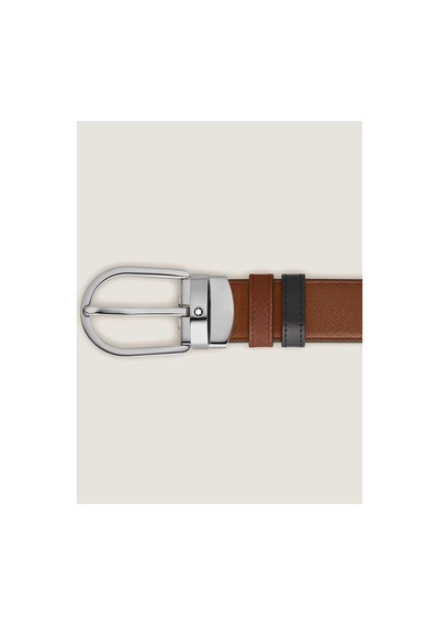 Montblanc Sartorial At Nalı Tokalı 30 Mm Çift Taraflı Deri Kemer Kahverengi