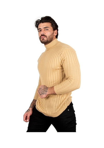 Deepsea Erkek Camel Yarım Balıkçı Örme Kazak 2100017 Camel