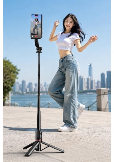 Çekim Aleti Teknik Gereç Telefon Tutucu Tripod Çok Amaçlı Kumandalı Selfie Çubuğu L20 Siyah