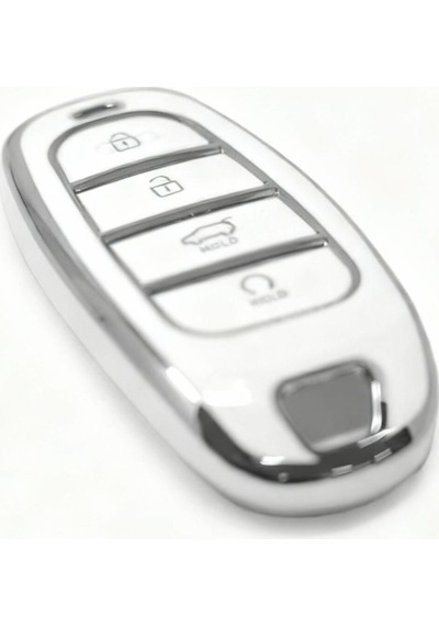 Gma Keys Hyundai 2021-22 Yeni Tucson Santa Fe Nano Anahtar Kılıfı Beyaz Gümüş Silver Renk
