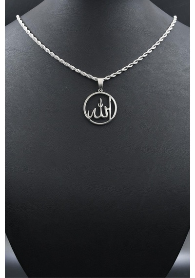 Allah Yazlı Kolye Paslanmaz Çelik Zincir 3mm 902087 Gümüş