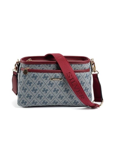 Silver Polo Sp1184 Kadın Çapraz Çanta Monogram Gri-bordo