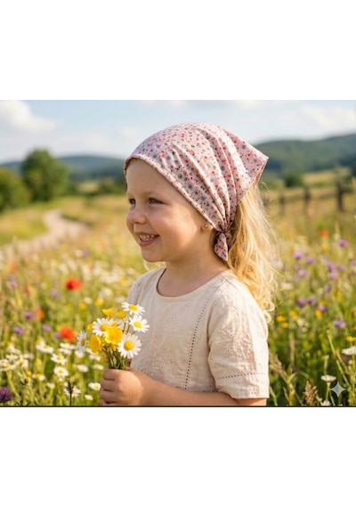 Kız Çocuk Bandana %100 Pamuk Açık Pembe