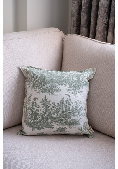 Yeşil Kırlent Vintage Desenli 50x50 Dekoratif Yastık Kılıfı Beyaz - Yeşil - 702801811 Beyaz - Yeşil