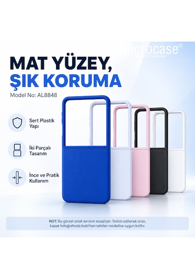 Microcase Samsung Galaxy Z Fold 8 İle Uyumlu Mat Yüzey Sert Plastik Kılıf Siyah- Al8848