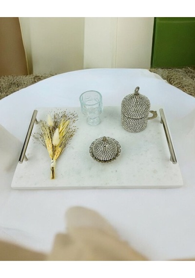 Gentle Damat Kahve Fincan Tepsisi Kırmızı Kırmızı