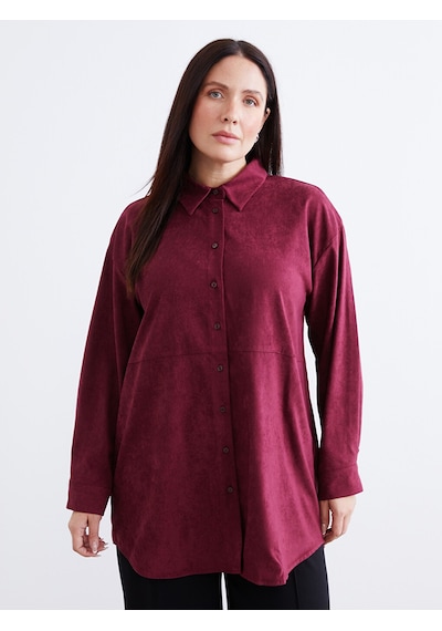 Lcw Modest Bordo Süet Görünümlü Kadın Gömlek Tunik