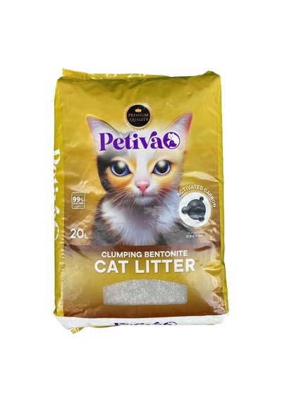 Petiva Süper Premium Aktif Karbon Topaklaşan Bentonit Kedi Kumu 20 L