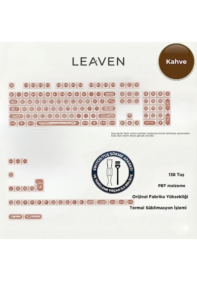 Mekanik Klavye Keycap -136 Tuşlu Kahve Opal Tuş Takımı