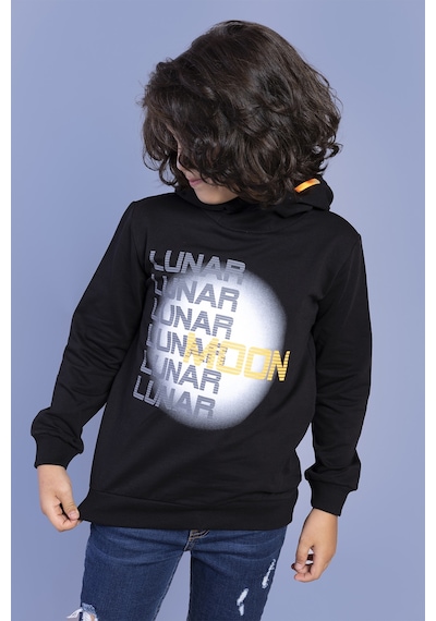 Toontoy Kids Toontoy Erkek Çocuk Kapüşonlu Baskılı Sweatshirt Siyah