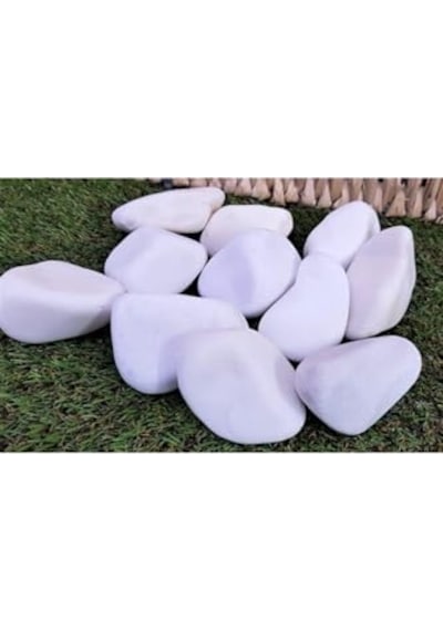 Asenya Beyaz Dolomit Taş 10 Kg 4-6 Cm Dekoratif Taş Bahçe Süs Taşı Doğal Dere Çakıl Taşı