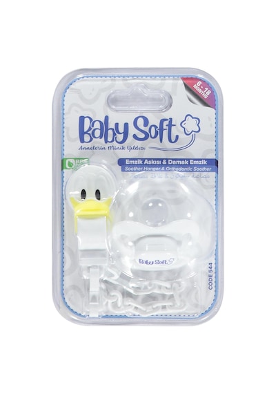 Babysoft Fıgurlu Emzık Askısı ve Damaklı Emzık No:2 - Beyaz