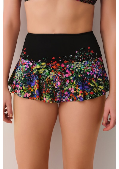 Suwen Garden Etekli Bikini Alt Sb2535511061106 Siyah Çiçek Desenli