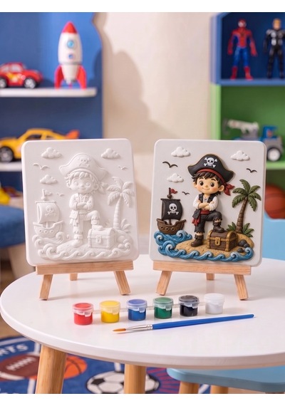 15x15 Korsan Çocuk Taş Boyama Seti Çocuk Ve Yetişkin Hobi Kiti